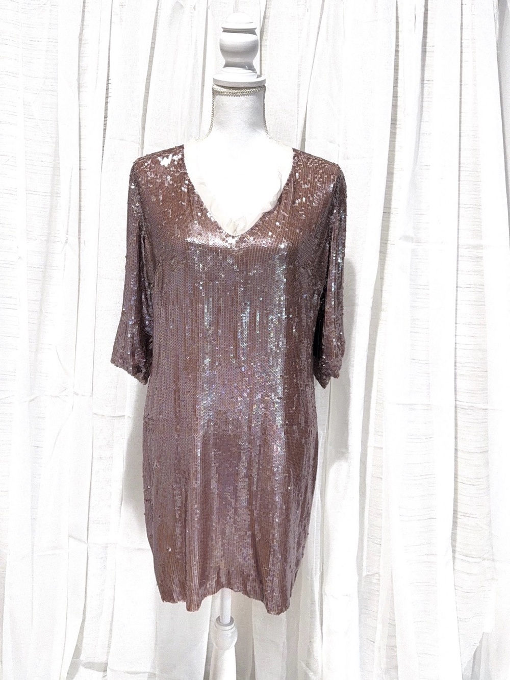 J. Crew Rose Metallic Sequin Mini Dress